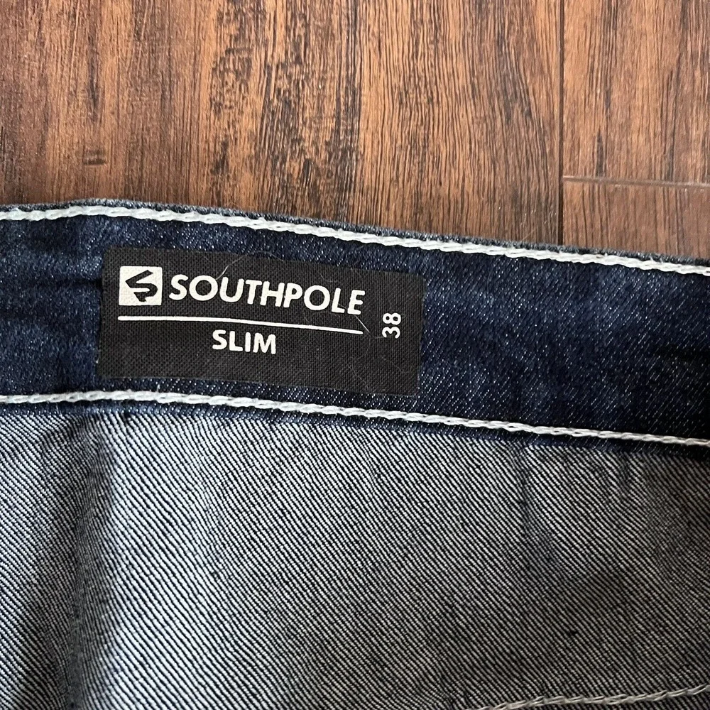 South Pole Denim Shorts‎ Men's 38 Slim Faded White Patch Stitching Y2K Grunge